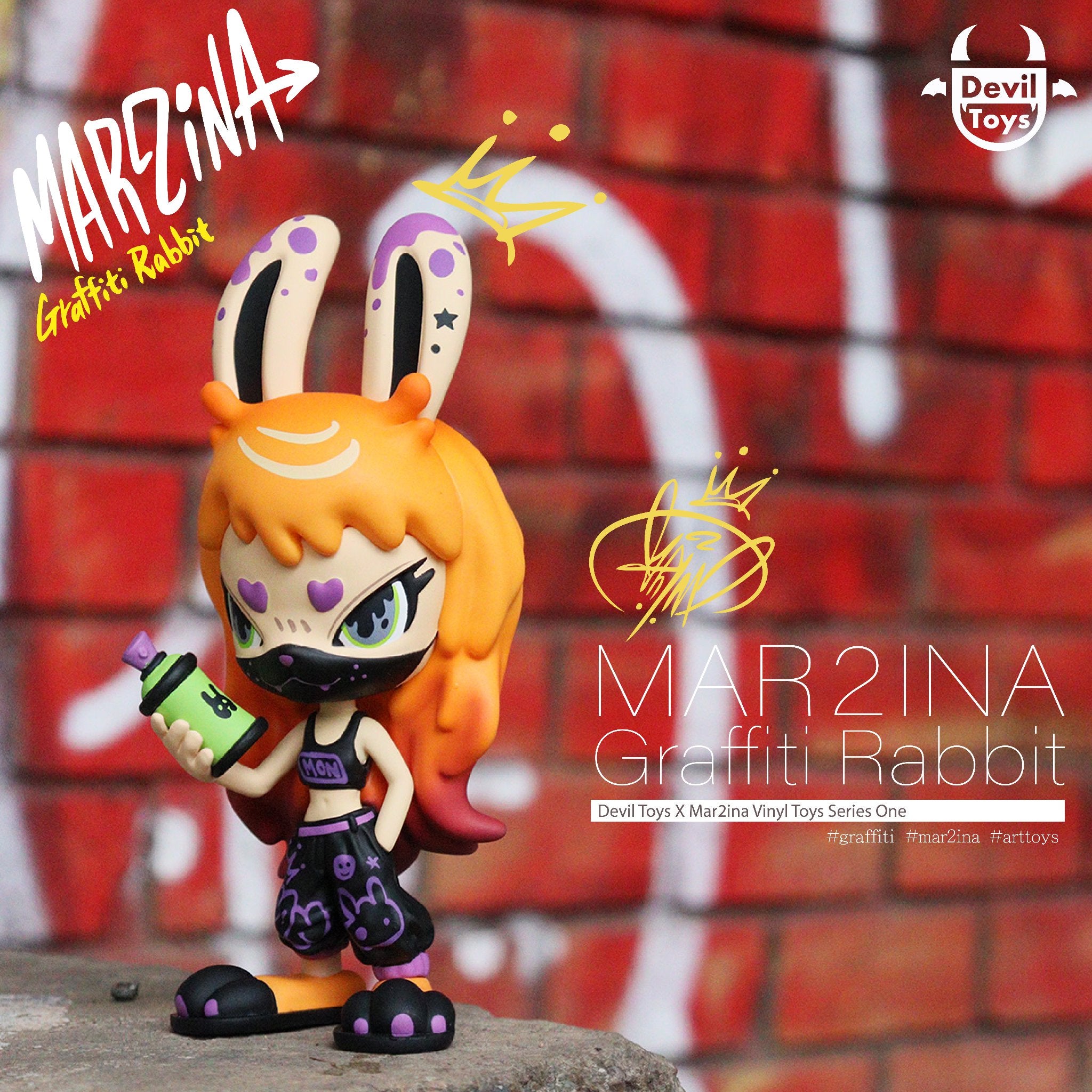 Mon2 Graffiti Rabbit by Devil Toys: Series 1 x MAR2INA Designer Art Toy Devil Toys x MAR2INA