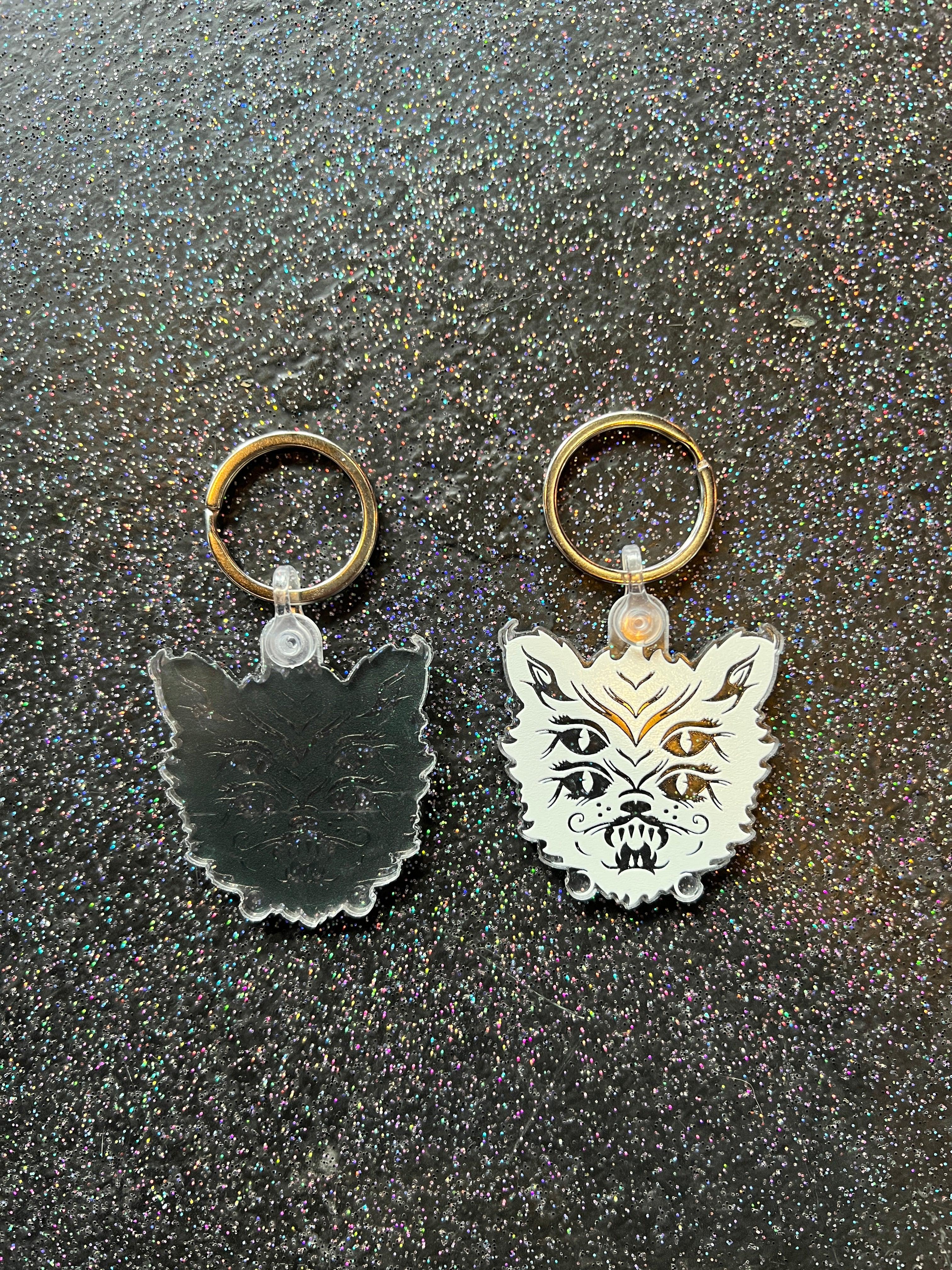 Four Eyed Feline Keychain Keychains Risotopia