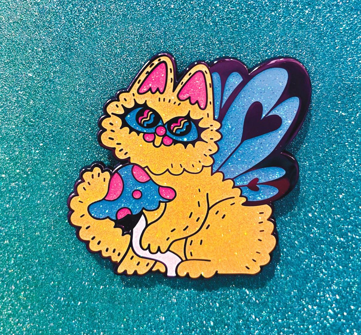 Mushroom Fairy Cat Pin by PinkGabberCat Pin PinkGabberCat