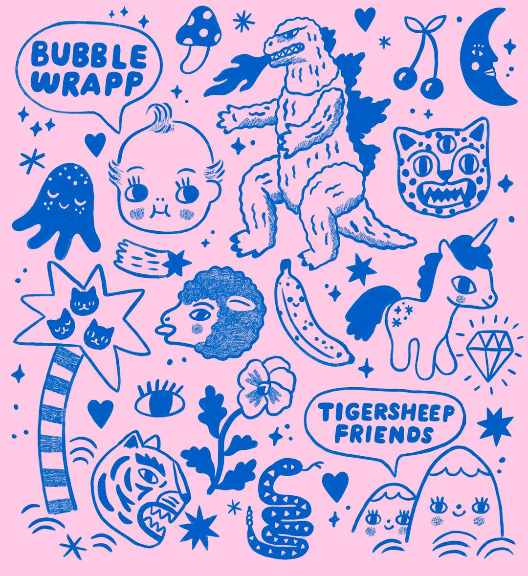 Pink Cuties & Kaijus Tote by Tigersheep Friends x Bubble Wrapp - Bubble Wrapp Toys