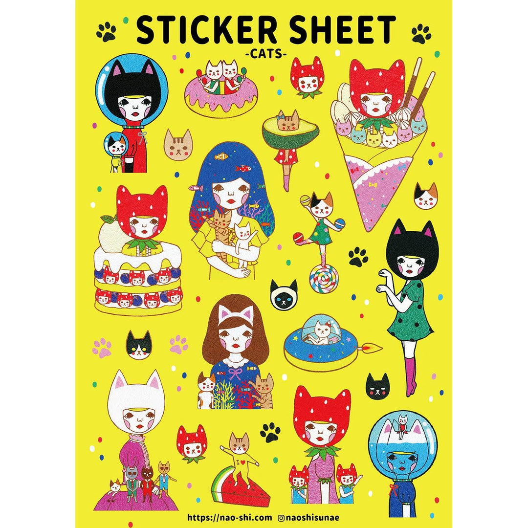 Cats Sticker Sheet by Naoshi - Bubble Wrapp Toys