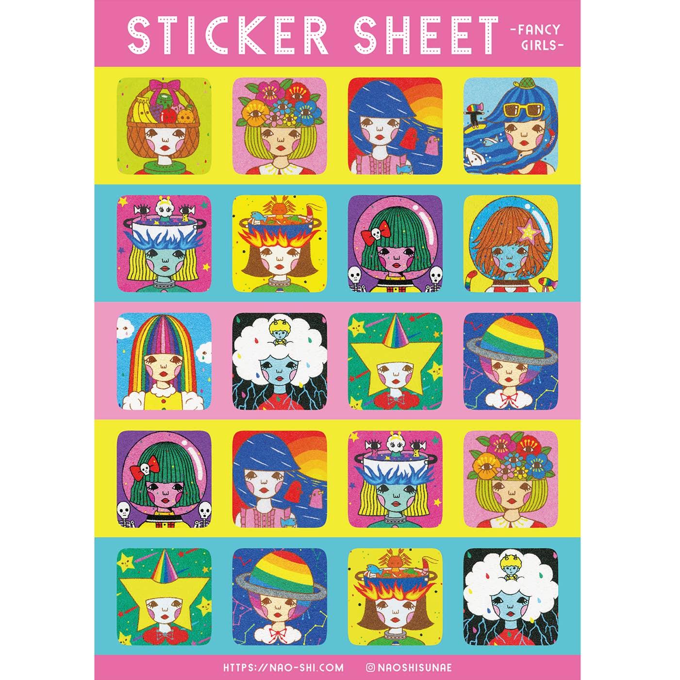 Fancy Girls Sticker Sheet by Naoshi Stickers Naoshi